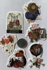 VICTORIAN ASSORTMENT Stickers(6pc)Steampunk•Skull •Roses•Clock•Flowers•Gears•