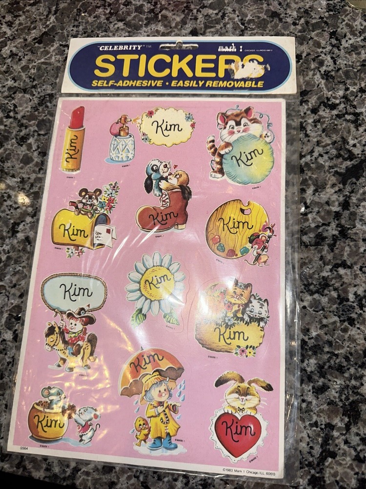 Vtg KIM Name Stickers 80’s Celebrity Stickers Sealed Mark I Name Stickers
