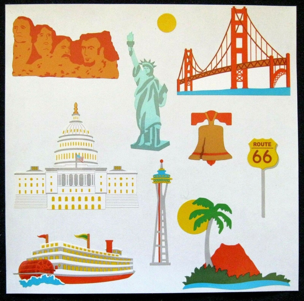 Mrs Grossman 6×6 inch ‘American Landmarks’ Sticker Sheet (Vintage c-1997)