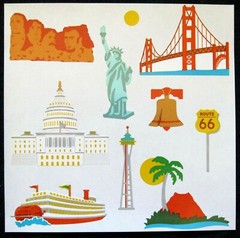Mrs Grossman 6×6 inch ‘American Landmarks’ Sticker Sheet (Vintage c-1997)