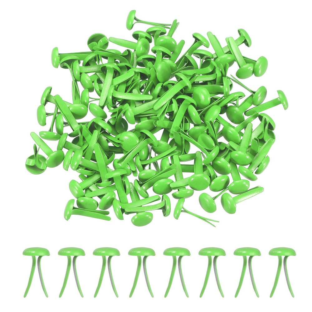 250Pcs Brads Paper Fasteners, 4.5×8 mm Metal Round Head Split Pins, Green