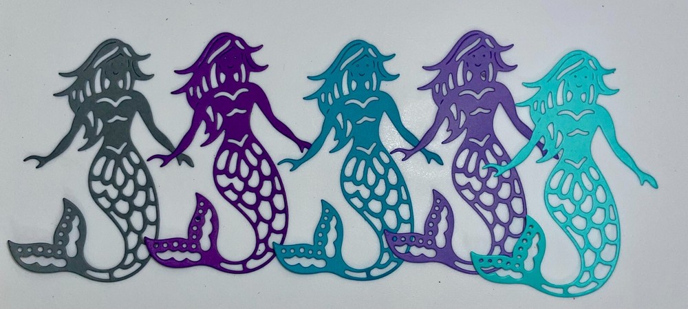 🐟5 MERMAID cardstock paper die cut embellishments …c