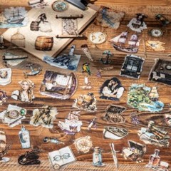 20Pcs Retro Nautical PET Stickers Journaling Sticker Diary Scrapbook Card Craft