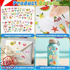 Blowata 30 Sheets Summer Stickers, Adhesive 388Pcs Ocean Beach Stickers Bulk …