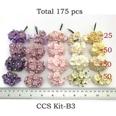 175 MIXED 3 Styles Cottage + Cherry Blossom Paper Flower Scrapbook (CCS Kit-B3)
