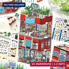 4PCS Foldable 3D Sticker Scene Book for Adults & Teens, DIY Isometric House Scen