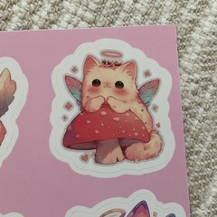 18 Angel Cat Stickers 1.6” Pastel Fairy Kitten Waterproof Decals