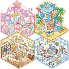 9 Sets 3D Sticker Scene, DIY 3D House Stickers for Kids and Adults