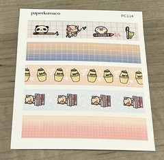 NEW PaperKumaCo Grid Strips Sticker Sheet Paper Kuma Co PKC Stickers A
