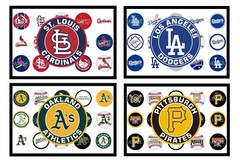 15 Pre-Cut MLB Baseball Teams 1 Inch Bottle Cap Images (30 Options)