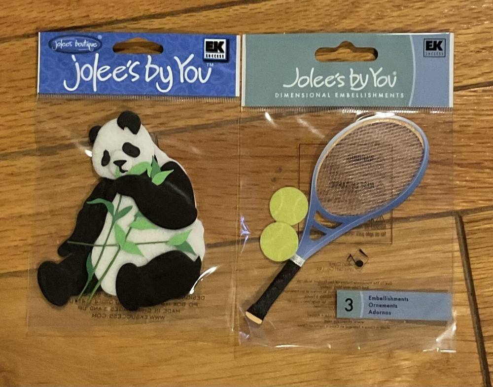 Jolee By You~Ek Success Dimensional 3D Panda& Tennis~NRFP-Rare~Lot Of 2 Packs