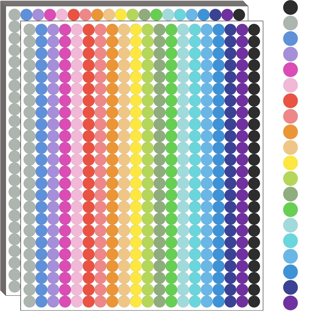 10000 PCS Small Dot Stickers 1/4″ Round Color Coding 0.25 Inch, Multi-colored