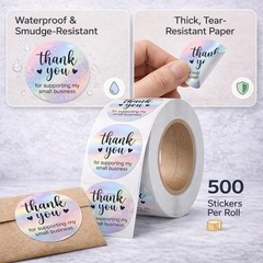 500 PCS Holographic Thank You for Supporting My Small Business Stickers – 1.5 In