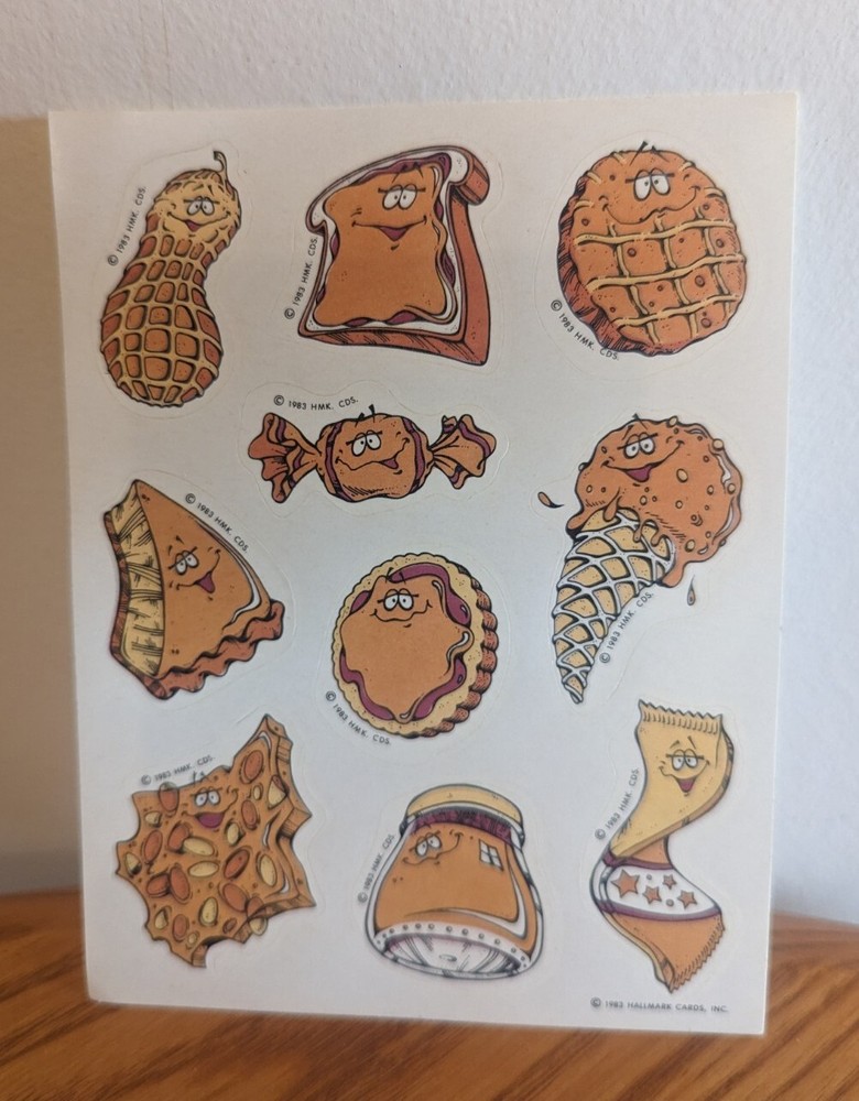 Vintage Scratch & Sniff Stickers Hallmark Peanut Butter 1 Sheet 1983