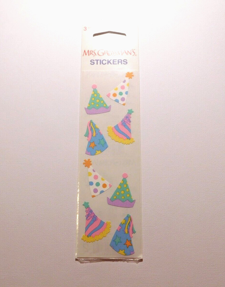 Mrs. Grossman’s Lot 3 Strips Brand New in Package ~Fun Party Hats~ Stickers HTF