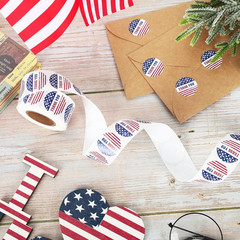 500Pcs Patriotic Thank You Stickers Vintage American Flag Label Decals for 250Th