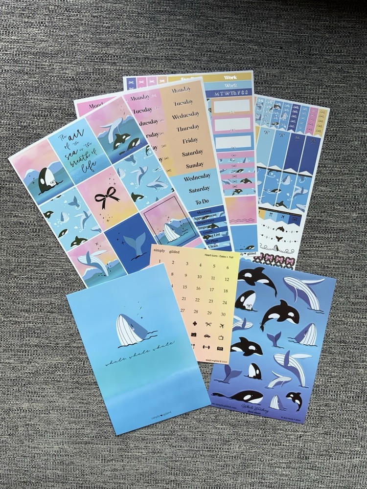 simply gilded Whale Watching Sea Life Planner Deluxe Sticker kit & Deco Set