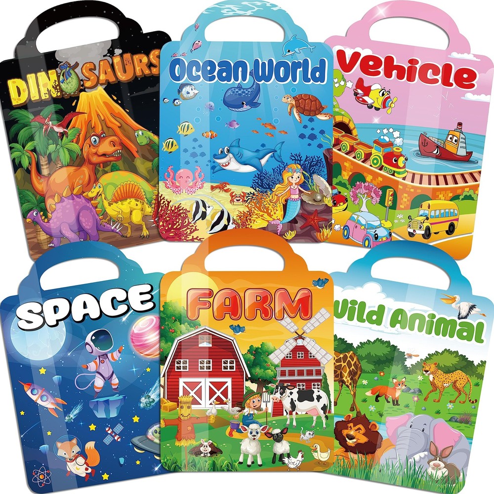 6Set Puffy Sticker Books for Kids 2-4, 3D Reusable Stickers Books for Toddler…