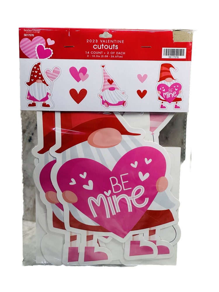Brother/Sister Valentine Cutouts 14 Ct 2 Of Each. 2- 10.5 Inches -BE MINE