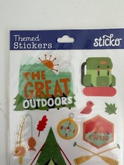 Sticko Themed Stickers 21PC Great Outdoors Fish Swim Hike Camp Tent Scrapbooking