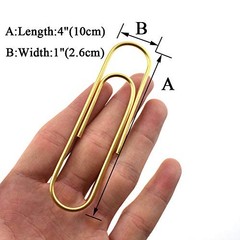HAHIYO Paperclips 4 inch (100mm) Extra Large Paper Clips Gold 4 inch Giant