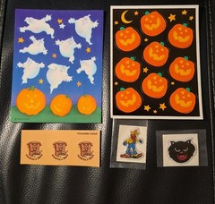Vintage Hallowen sticker sheet bundle lot puffy scratch and sniff ghost pumpkin