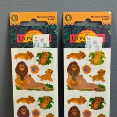Vintage Sandylion Mother Of Pearl Lion King Stickers NOS Simba & Nala 2 Sheets