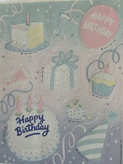 PASTEL HAPPY BIRTHDAY Stickers(9pc) Party*Cake*Balloons*Vintage 1985*Card Making