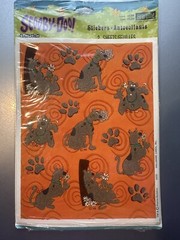 New Heartline Hallmark Scooby Doo Paw Prints & Flowers Stickers 2 Sheet Flocked
