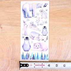 Snow Animal Stickers – Violette Stickers – 1 Winter Sticker Sheet for Crafts