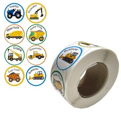 Vehicle Roll Stickers for Kids Boy Teacher 500 Pcs Round Truck Car