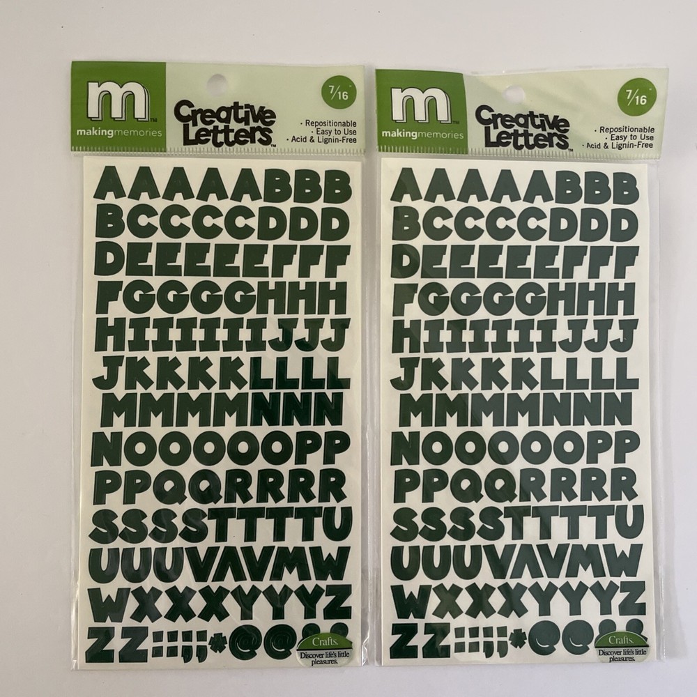 2 Making Memories 7/16” Chunky Forest Green Creative Letters Alphabet Stickers