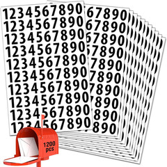 Number Stickers 1200 Count Waterproof Labels 1 Inch Self Adhesive Residue Free