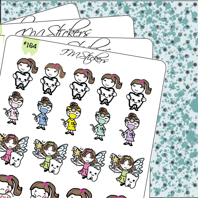 Time for the Dentist Teeth Care Hand Drawn Planner Stickers Organizer Journal