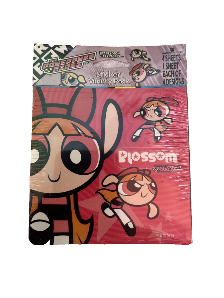 New 2000 Powerpuff Girls Vintage Sticker Sheet Bubbles Blossom Buttercup NEW
