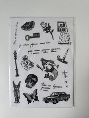 Ukraine Art Transparent Sticker Sheet Black White Vintage Mermaid Poetry