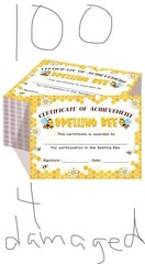 100 Pcs Spelling Bee Achievement Award Certificates 11×8” Recognition 4 Ripped