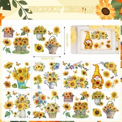 Sunflower Rub on Transfers for Crafts – 12 Sheets 5.9 x inches,