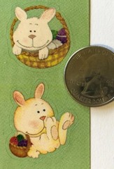BUNNIES IN BASKET Stickers(12pc) Approx4″x6-1/2″Sandylion•Rabbit•Easter •Eggs
