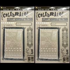 LOT OF 2 SETS DAISY D’S RUB-ON TRANSFERS IMAGES CELEBRATE BIRTHDAY FRAME