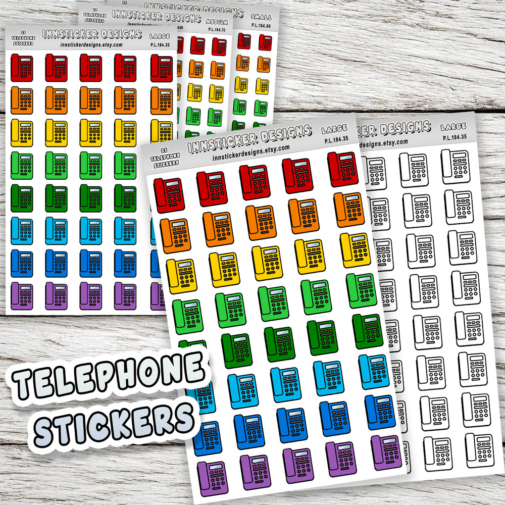 Telephone Stickers, Mini Icon Reminder Planner stickers, Journals, Scrapbooks