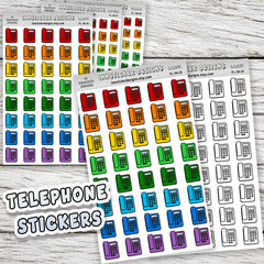 Telephone Stickers, Mini Icon Reminder Planner stickers, Journals, Scrapbooks