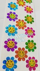HAMBLY STUDIOS STICKERS PRISMATIC GLITTER SMILEY FACE FLOWERS COLLECTIBLE RARE