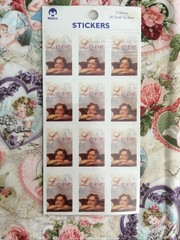 Vintage LOVE stickers Cupid Angel VALENTINE WEDDING SHOWER 36 Count New Sealed