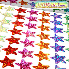 2100 Pcs Star Stickers for Kids Reward, Foil Star Stickers, Holographic Rainbow