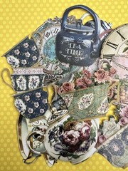 Set of 15 Vintage Teacups English Tea Time Photos Stickers Scrapbooking