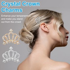 30Pcs Crown Charms 1″ x 0.95″ Mini Metal Rhinestone Crown, Silver