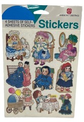 Vintage American Greetings Stickers Dolls Girls New 4 Sheets