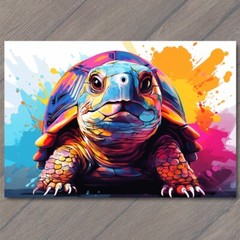 STICKER Turtle Smiling Happy Retro Pop Art Splash Colors Fun Cute Vibrant