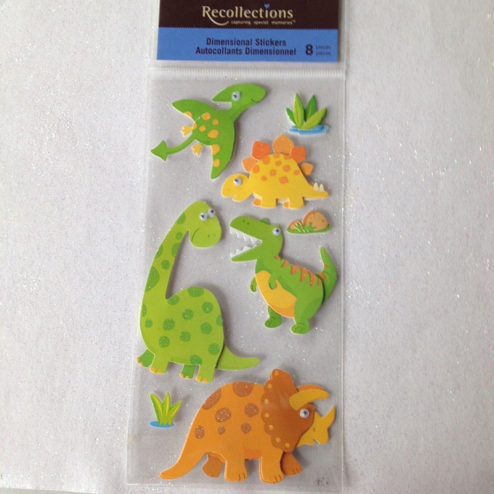 RECOLLECTIONS STICKERS DINOSAURS GOOGLE EYES DINOSAURS 8 PCS